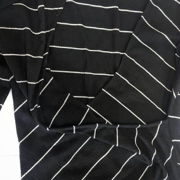 Renvy Black Striped Faux Wrap Long Sleeve Mini s S - Picture 3 of 8